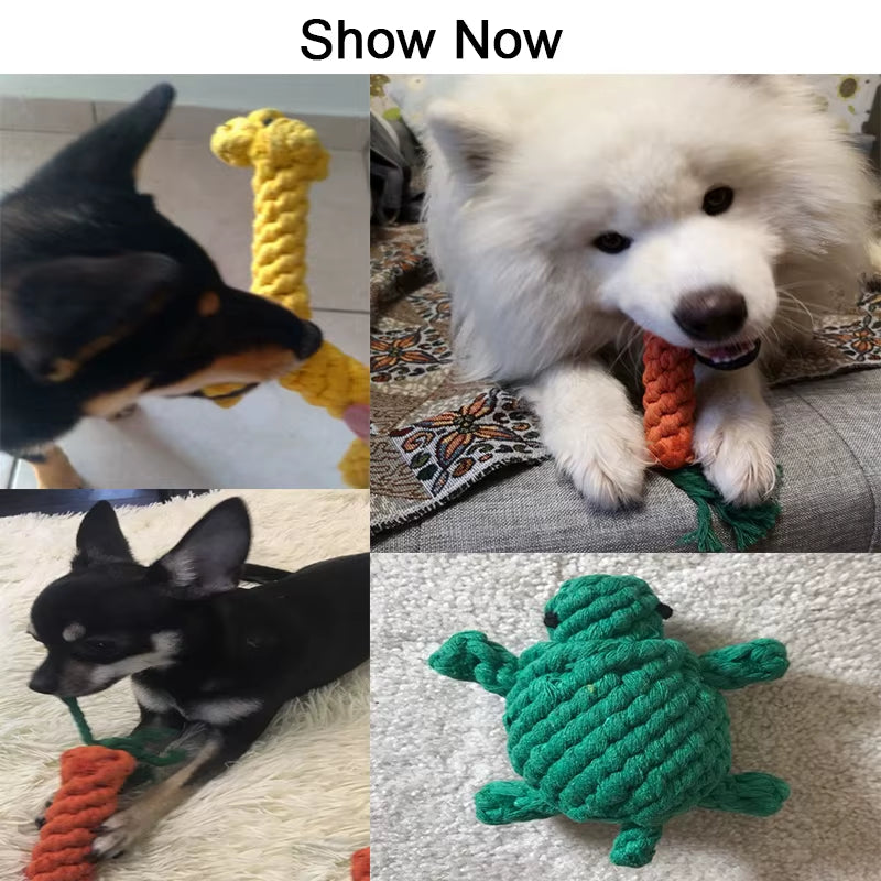 1Pc Pet Dog Toys Cartoon Animal Dog Chew Toys Durable Braided Bite Resistant Puppy Molar Cleaning Teeth Cotton Rope Toy