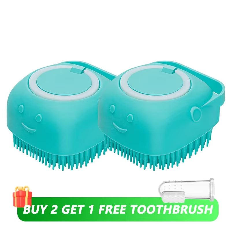 Dog Bath Brush Silicone Pet Shampoo Brush Soap Dog Scrubber Cat Massage Grooming Wash Comb Soft Rubber Puppy Clean Brush