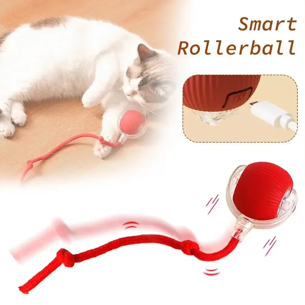 Automatic Rolling Fake Tail Ball for Cat Toys Dog and Cat Training Imitation Mouse Rechargeable Smart Pet Electric Toy Cats Home