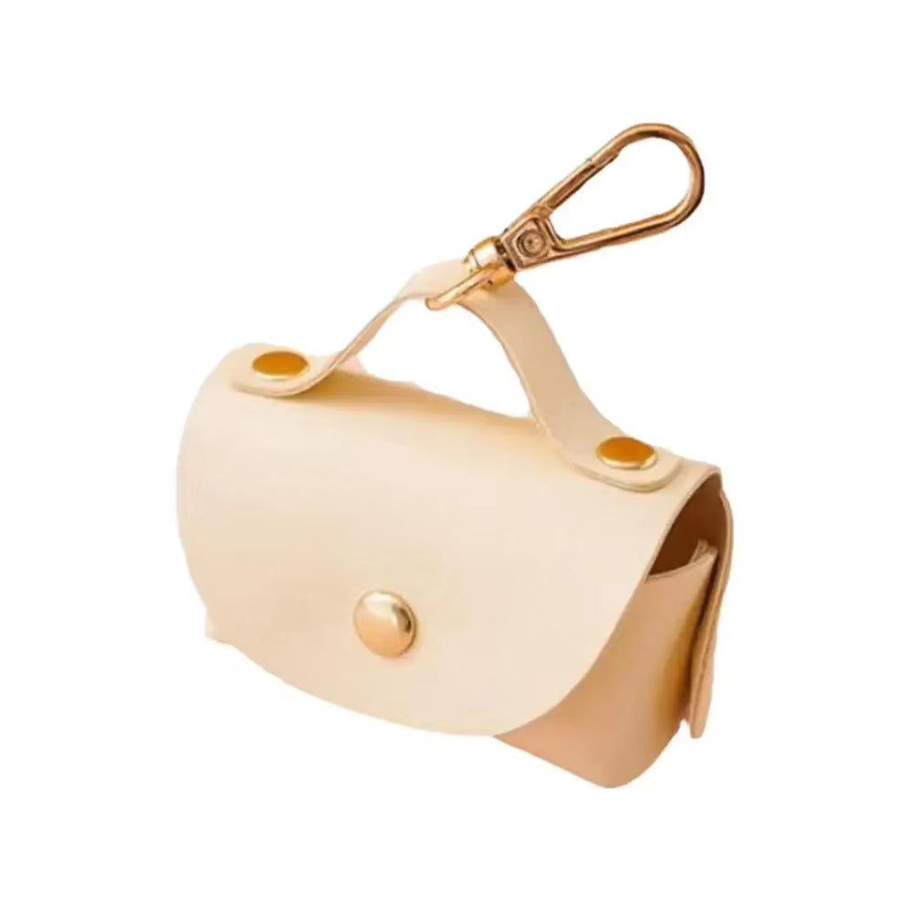 Stylish Pet Bag Holder Faux Leather Pet Poop Bag Holder with Dispenser for Dog Bags Portable Dog Poop Bag Organizer Supplies Pet