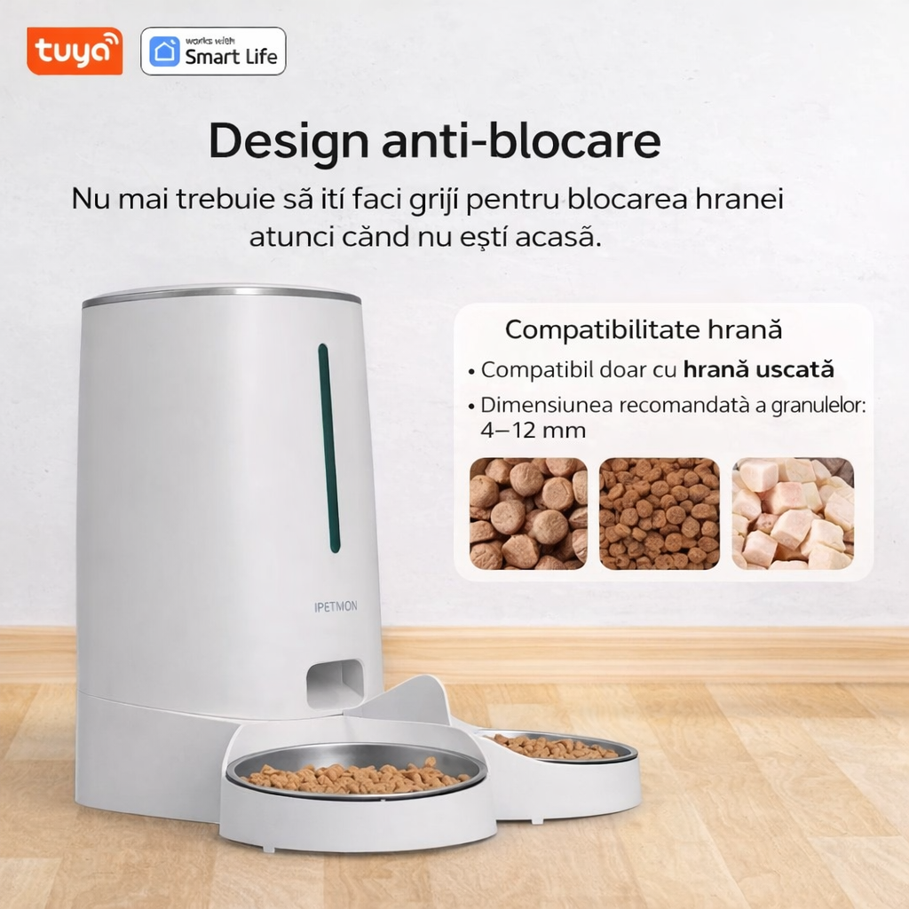 Hrănitor Automat Wi-Fi pentru Pisici – 2 Pisici, Capacitate 4L, Control prin Aplicație