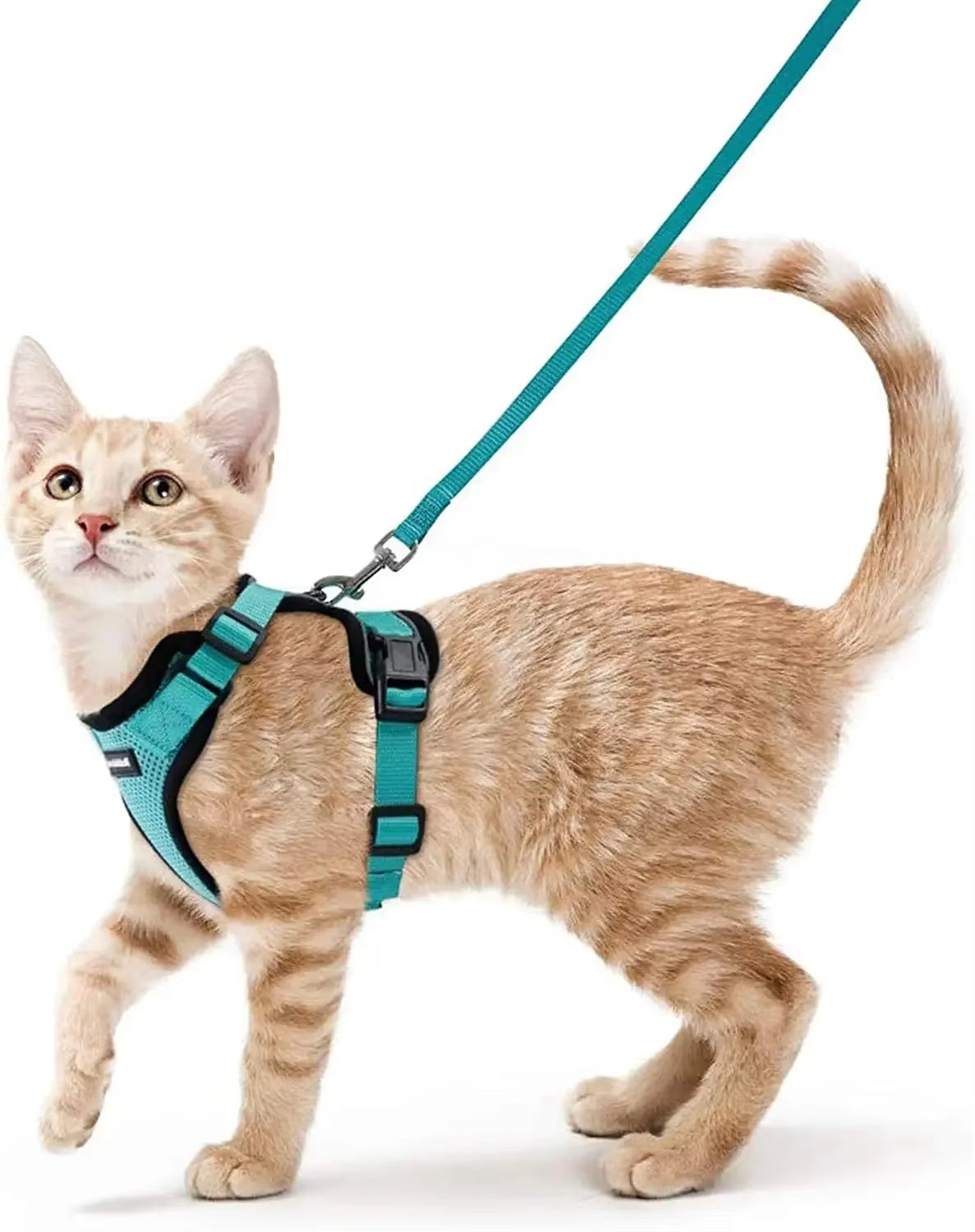 Cat Harness and Leash for Walking,Escape Proof Soft Adjustable Vest Harnesses for Cat,Breathable Reflective Strips Jacket