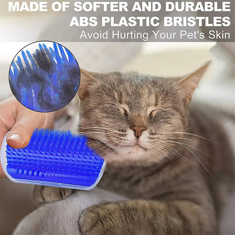 Cat Scratcher Massage Comb - Corner Scratching Brush with Catnip, Pet Deshedding Comb for Hair Removal, Grooming